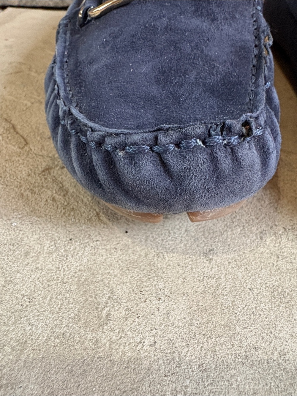 Lands End sz 9 blue suede driving later with gold horse bit detail - Picture 4 of 13